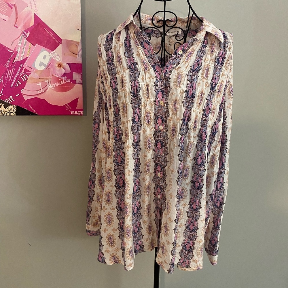 NWT Jane & Delancey by Anthropologie Woven Peasant Collared Blouse Size Small